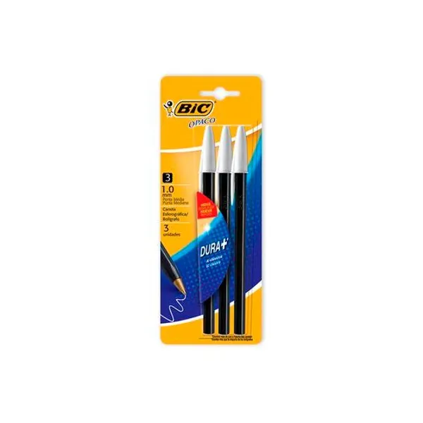 Bolígrafo opaco 1.0 mm negro blister x3 BIC 908452/032931