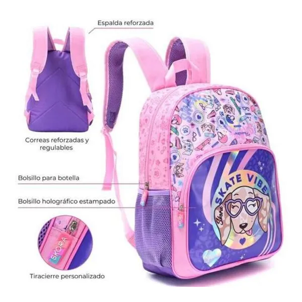 Mochila pets sachidog 16 pulg con llavero 30x40x12 cm