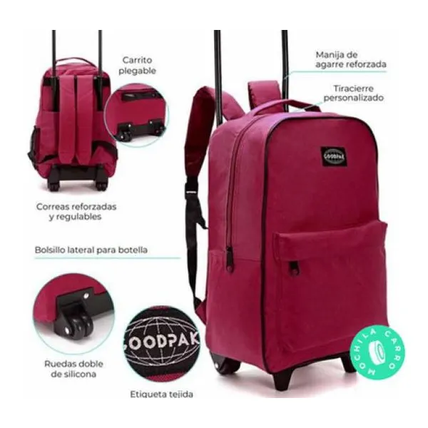 Mochila carro goodpak bordo 43x30x17 cm 17 pulg