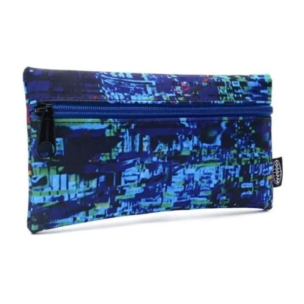 Cartuchera goodpak print glitch azul 22 x11.5 cm