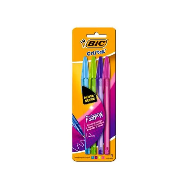 Bolígrafo cristal fashion 1.2 mm surtido x4