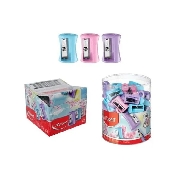 Sacapuntas plástico ergo pastel pote/caja x75 unidades Maped