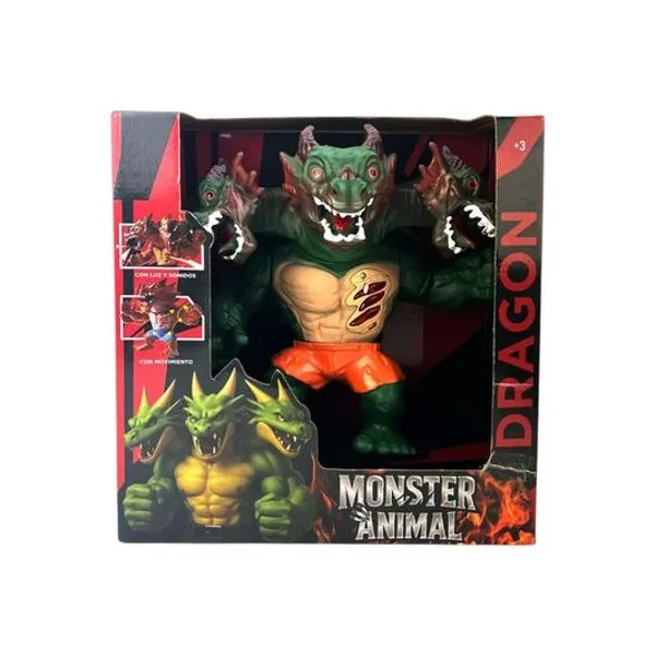 Dragon monster articulado con movimiento y sonido 22 cm en caja 26x27x11 cm