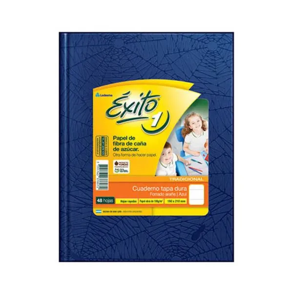 Cuaderno tapa dura Éxito 1 forr. x48 hs.ray. azul