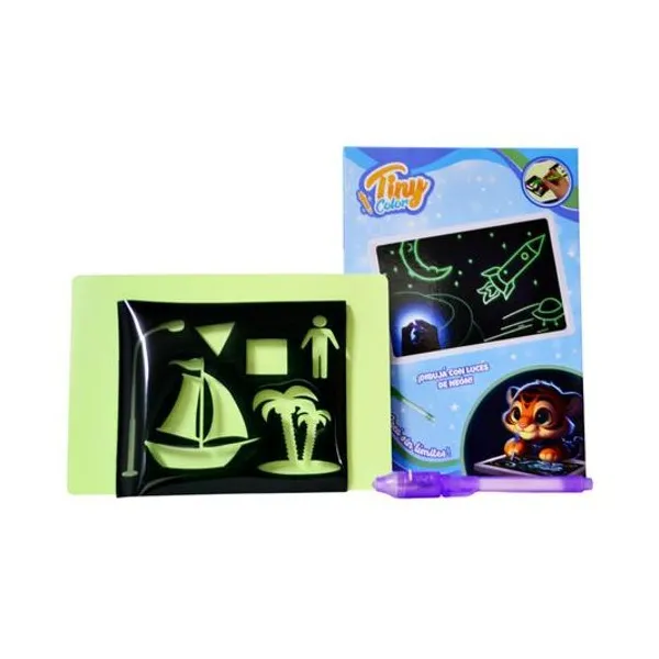 Pizarra neon 8.5" con lápiz luminoso en caja 15x21 cm Tiny