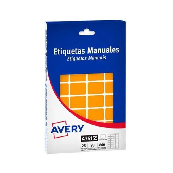 Etiquetas ueta autoadhesiva fluo naranja 16.7x24.7 mm caja 28 unidades x30 hojas avery