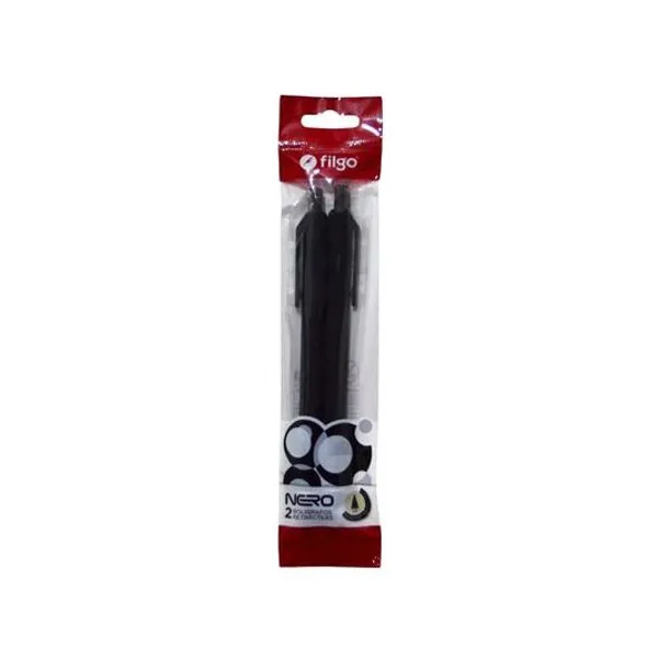 Bolígrafo retractil nero 1.0 mm blister x2 unidades Filgo