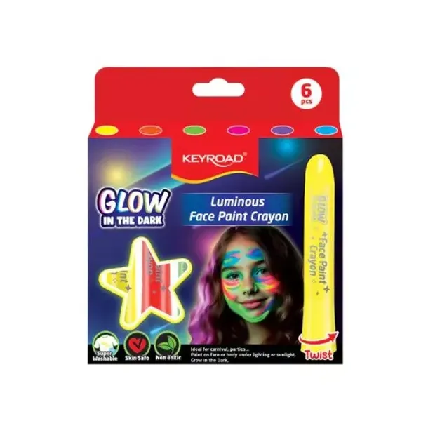 Crayones Keyroad brilla en la oscuridad pinta cara x6 unid.