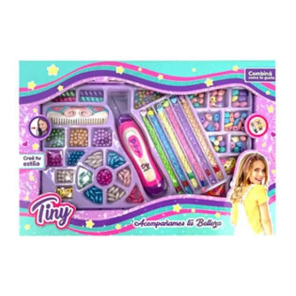 Máquina para hacer trenzas con set de bijouterie Tiny (en caja) 50 x34 x6 cm