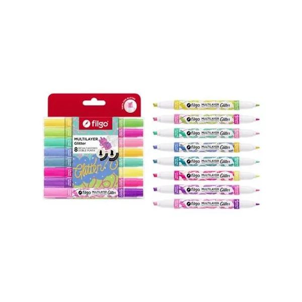 Resaltador doble punta glitter caja x8 Filgo - mtlay