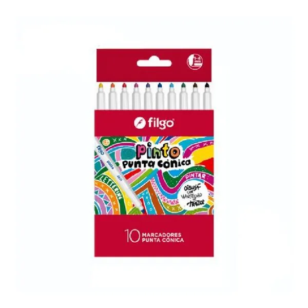 Marcador al agua punta conica caja x10 Filgo