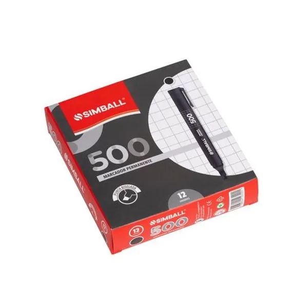 Marcador permanente punta biselada 500 negro caja x12 unidades Simball