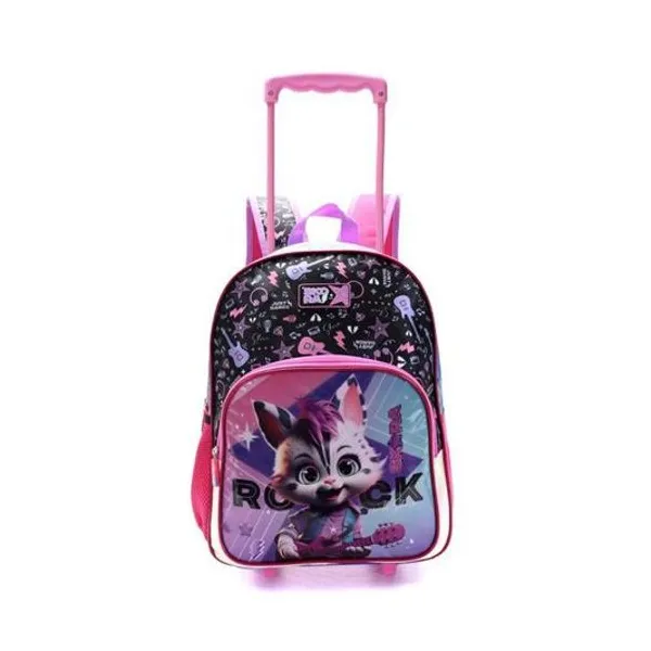 Mochila 16" con carro pets gatita rocker Skora