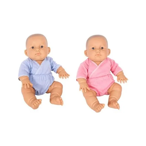Bebé de plastisol mili/martin con batita, dni y librito 25 cm casita modelos surtidos
