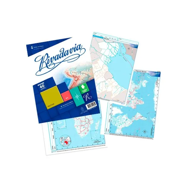 Block mapas Rivadavia n.° 3 tierra del fuego, antartida e islas p x40 unid.