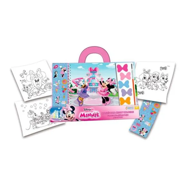 Set de Arte minnie con acuarelas, stickers y hojas