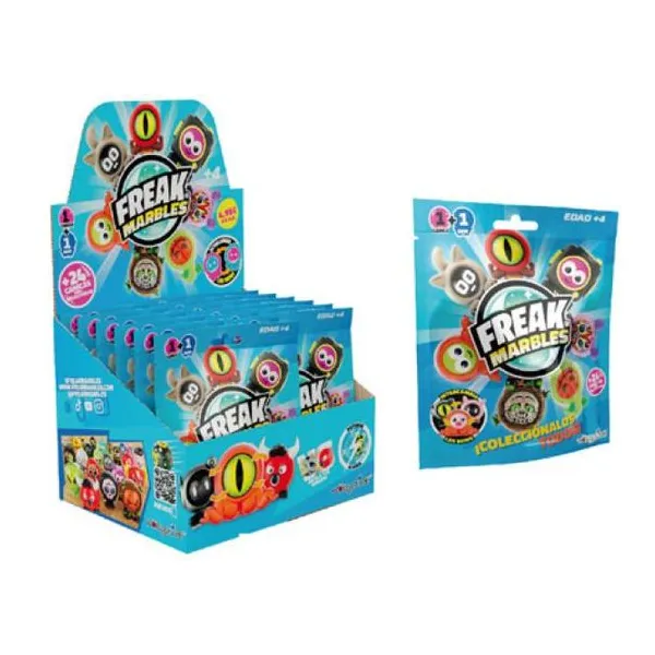 Freak marbles. 1 marble & skin en bolsa en caja de 24 unidades