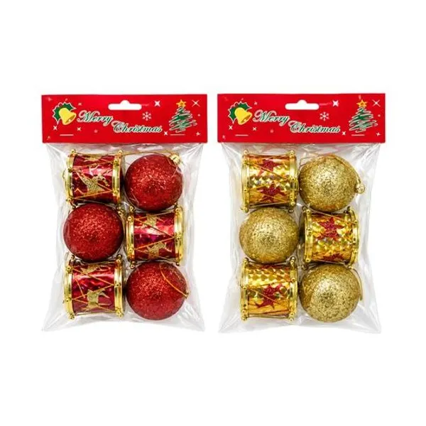 Set de adornos 4.5 cm x6 en bolsa colores surtidos