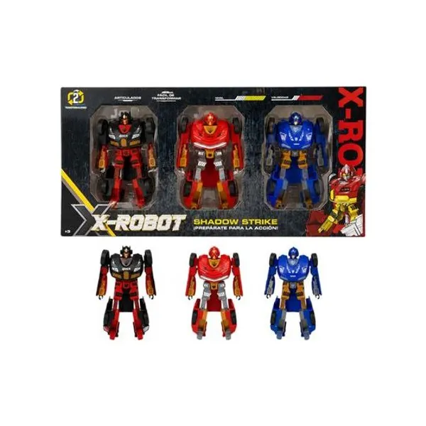Set de robots transformers 18 cm x3 en caja 57x28x6.5 cm
