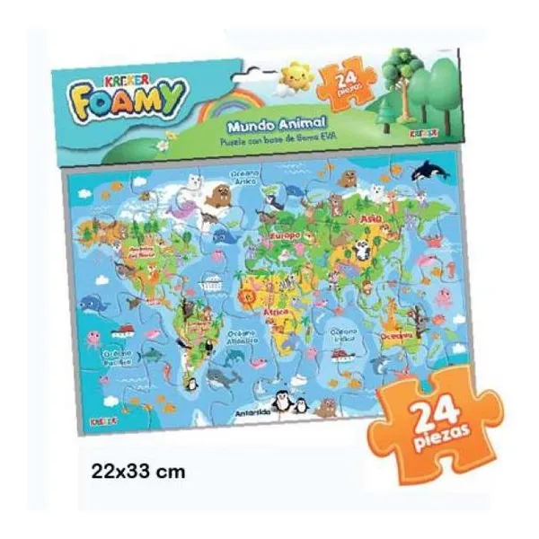 Mundo animal. puzzle planisferio