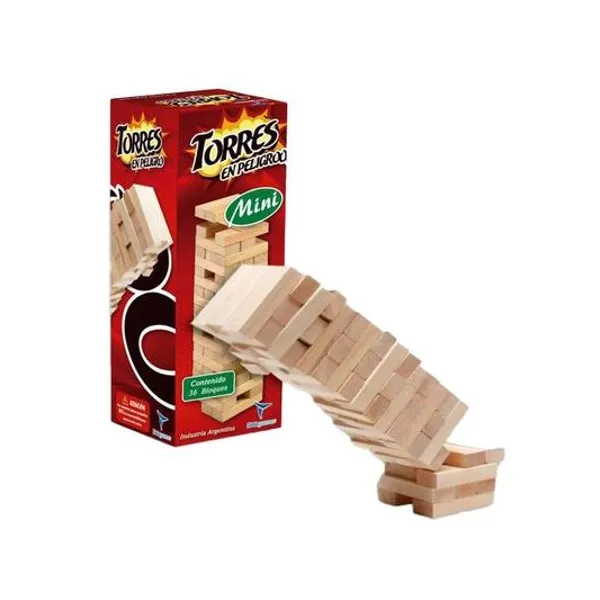 Juego jenga mini torres en peligro en caja 7x7x21 cm toto games