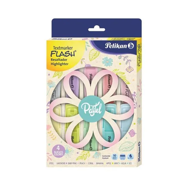 Resaltador Pelikan flash pastel est.x 10 unid.surt.