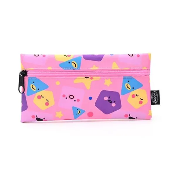 Cartuchera 1 cierre plana formas rosa 22x11.5 cm goodpak