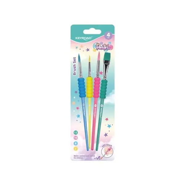 Set de pinceles pastel x4 unidades en blister 8.5x25.5 cm Keyroad