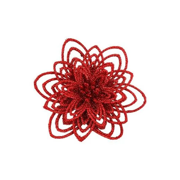 Set x5 estrella federal calada roja glitter 10 cm
