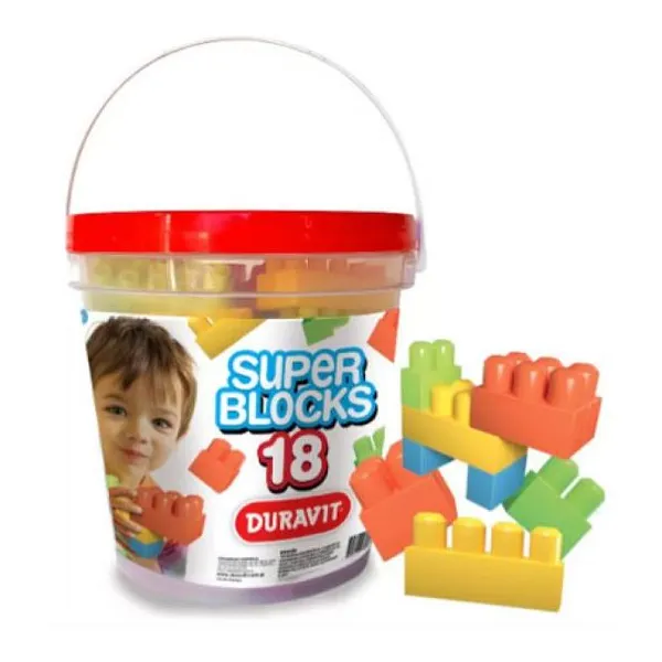 Balde con blocks didacticos 18 piezas