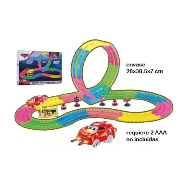 Cars glowing track racing circuit b/o