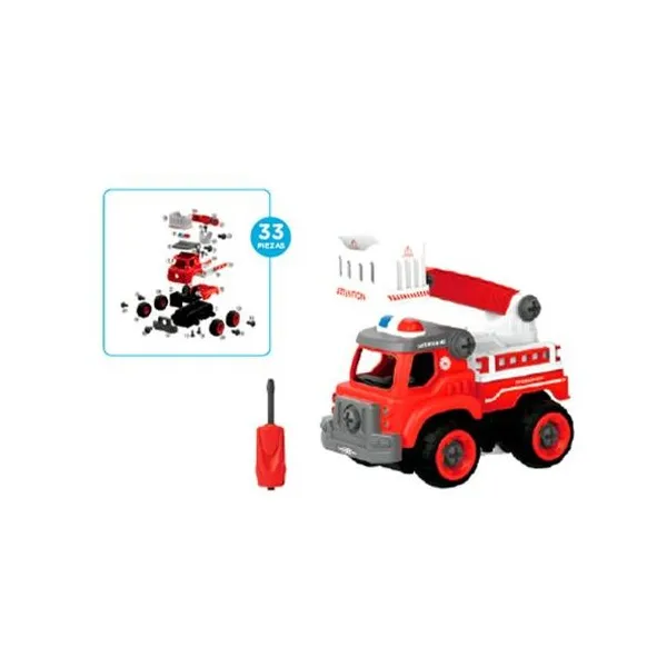 Camión rescate con sonido para armar diy rojo 34x20 cm ik