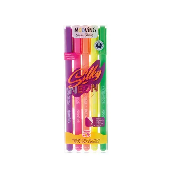 Roller Mooving gel neon x5 colores surt.