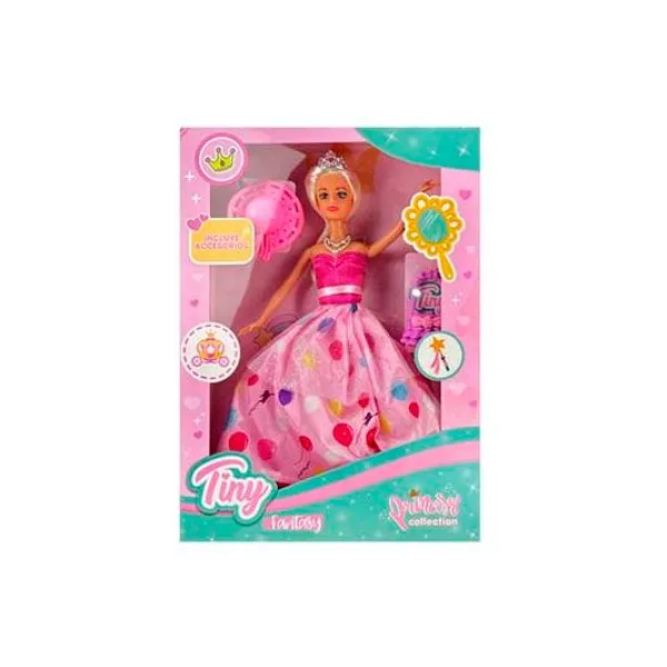 Muñeca Tiny princesa con accesorios en caja 24x32 cm