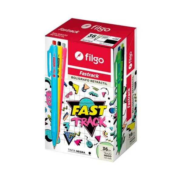 Bolígrafo retractil 1 mm fastrack caja x36 Filgo