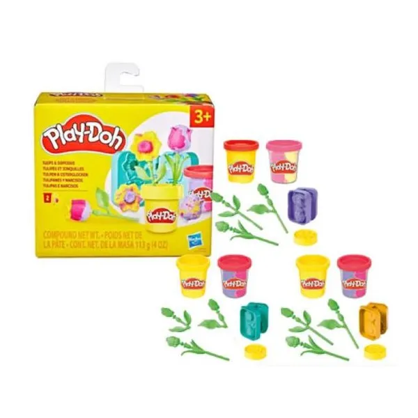 Hasbro playdoh - juego pequeñas flores 3 modelos/2 potes de masas con u