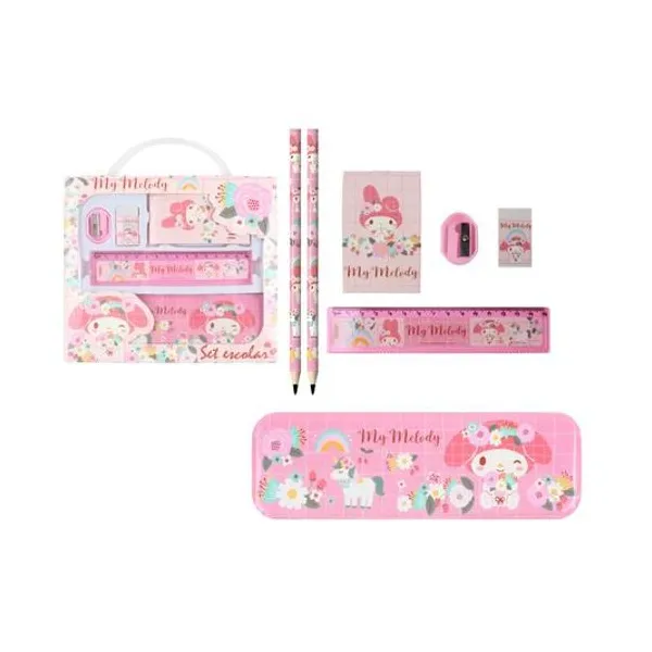 Set escolar sanrio my melody 7 piezas en caja 21x18 cm Cresko