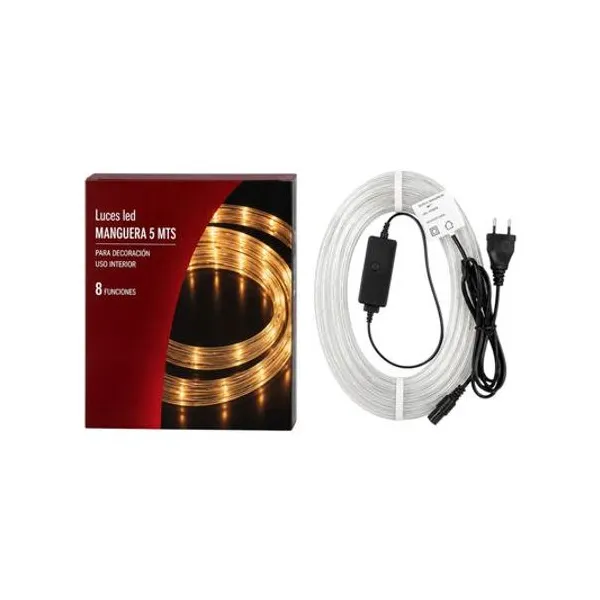Luces led blanco calido en manguera gruesa 5 mts 220v