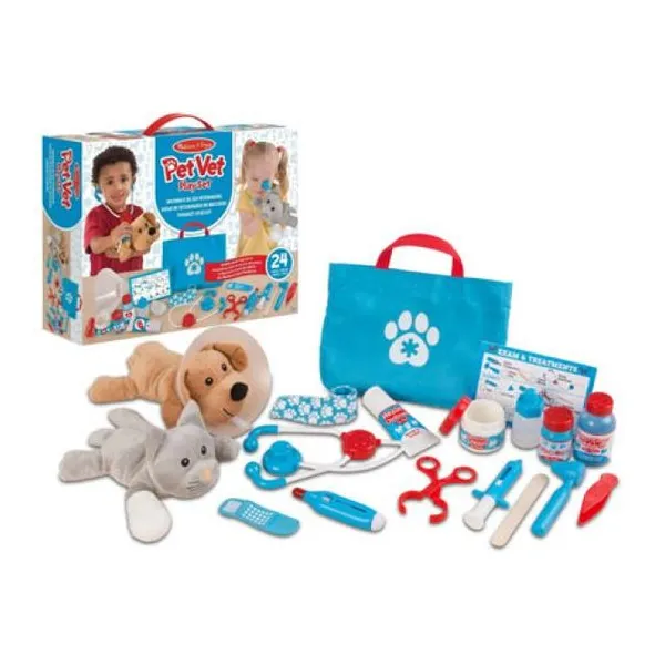 Mellissa & doug pet vet -set de cuidados veterinarios 25 piezas con perro y gato