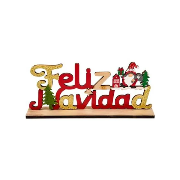 Cartel feliz navidad de madera con luz 20x10 cm x1