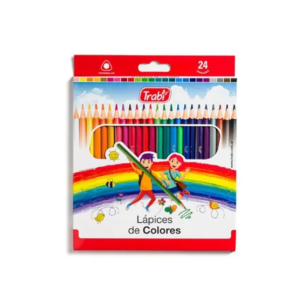 Lápices de colores trabi triangular largos x24 unid.
