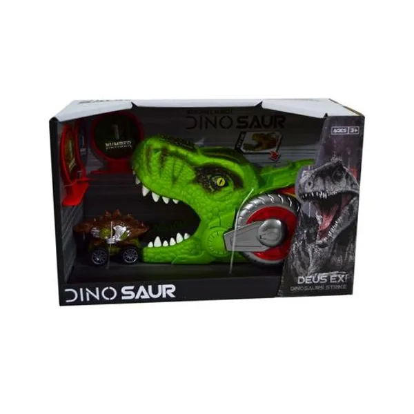 Lanza autos dinosaurio con accesorios en caja 25x16x11 cm