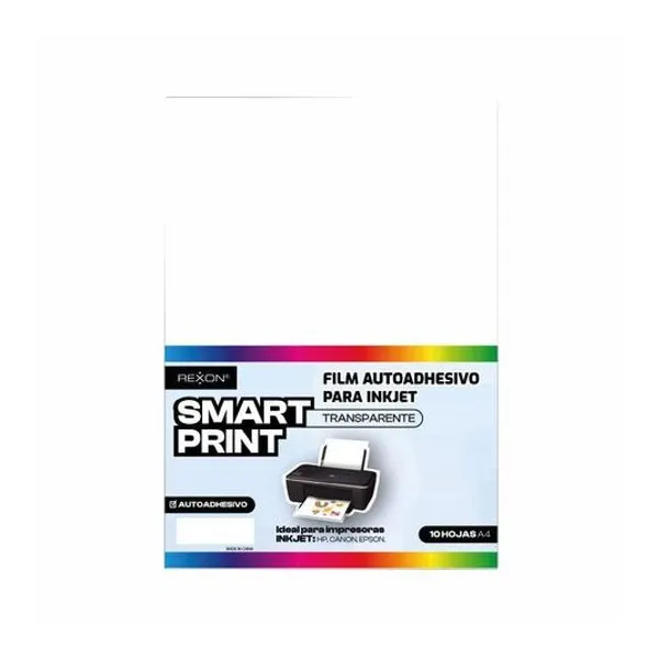 Film autoadhesivo para inkjet a4 transparente x10 hojas rexon