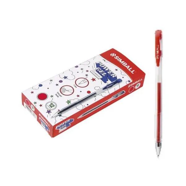 Bolígrafo roller power gel rojo caja x12 unidades Simball