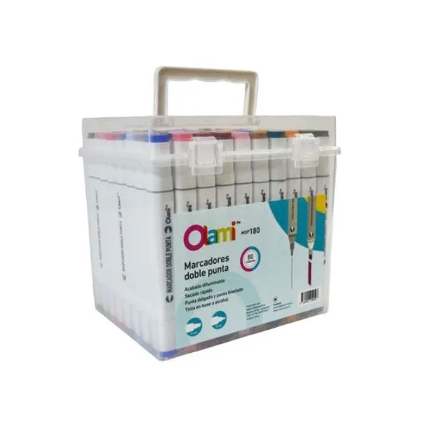Marcador doble punta 2-5 mm caja x80 unidades olami