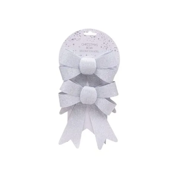 Moño navidad con glitter 19 cm en blister x2