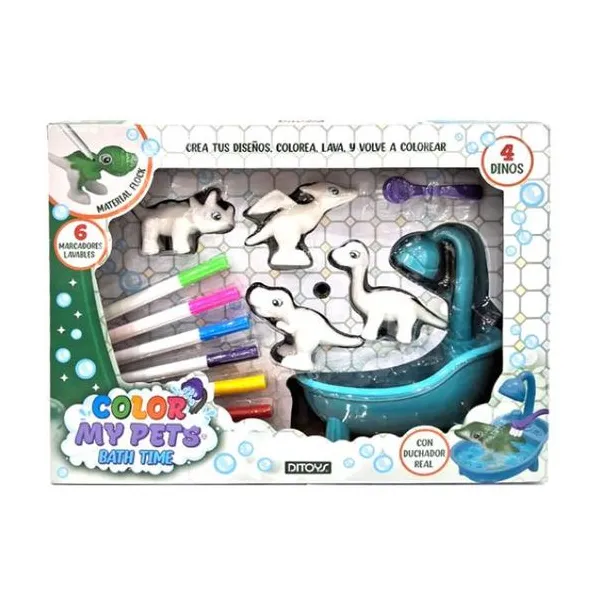 Color my pet bath time dinos