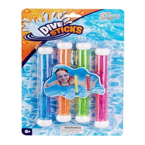 Juego de buceo palitos de colores transparentes. x4 u