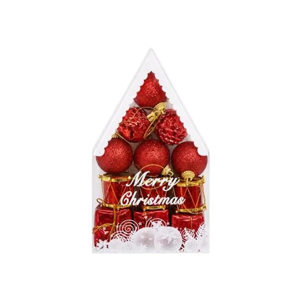 Set de adornos 4 cm x12 en caja casa colores surtidos