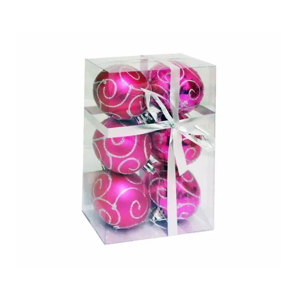 Borla satinada decorada 7 cm fuxia caja x6